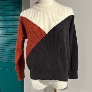 Sophie Rue NWOT color block crew neck Sweater - Black, White, and Red - XS